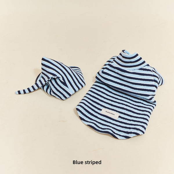 Cozy Blue Striped Hoodie: Stylish Autumn Winter Pajamas for Small Dogs