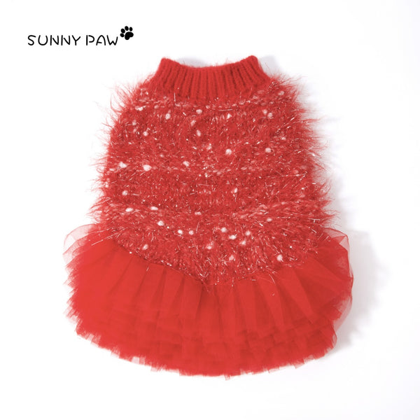 Red Ruffle Pet Party Outfit Sweater